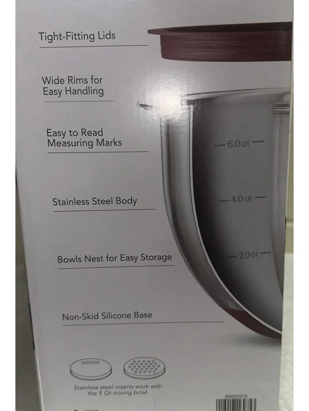 Tramontina Stainless Steel Mixing Bowl 8 Pieces and Grater Set with Lids Maroon